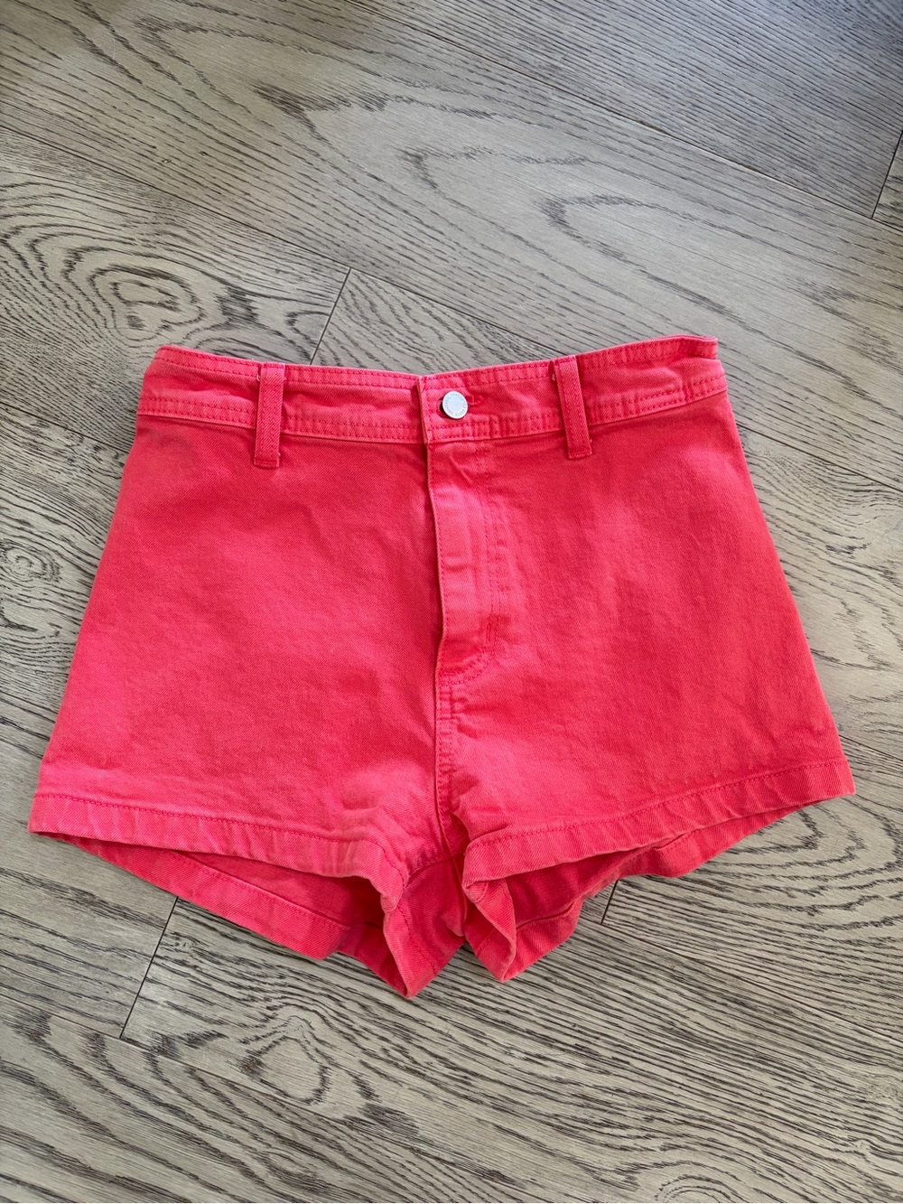 High-Rise Women's Pink/Red Denim Shorts